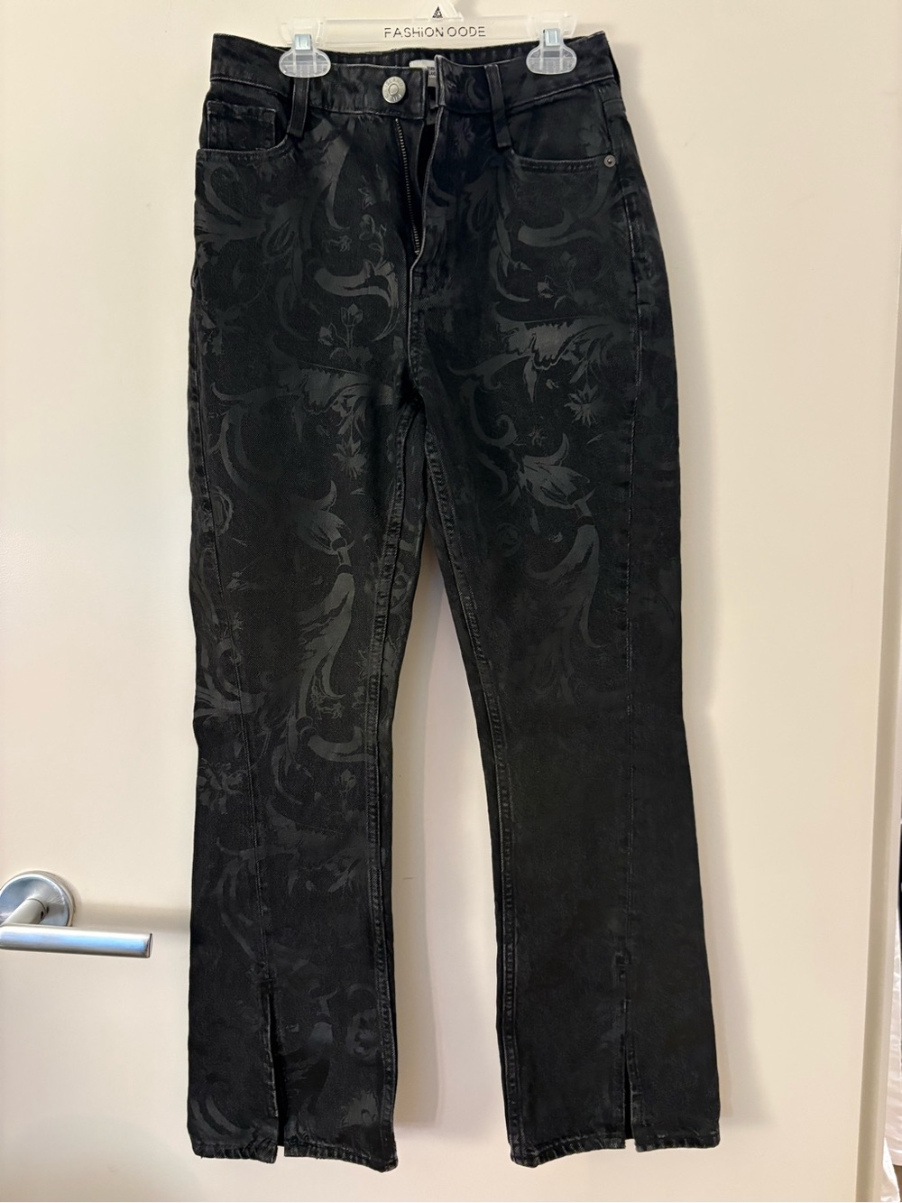 River Island Black Jacquard Flare Jeans